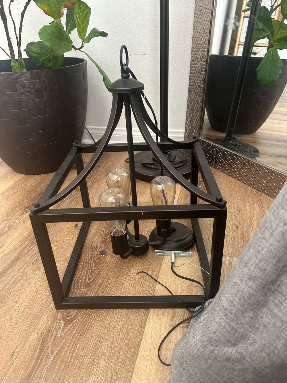 Black Industrial Metal Cage Pendant Light - Home Accents